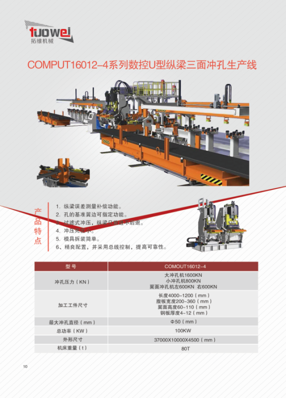 山東拓維機械制造有限公司，汽車大梁沖，汽車小梁沖，鋼模板沖孔，鋼模板加工設備，汽車橫梁沖，數控平板沖孔機，中厚板數控沖床，數控沖鉆復合機，汽車縱梁沖，縱梁自動化生產線，中厚板沖割復合機，平地機刀片沖鉆生產線